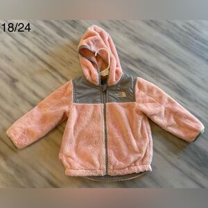 18/24M The North Face Pink and Gray Hooded Fleece